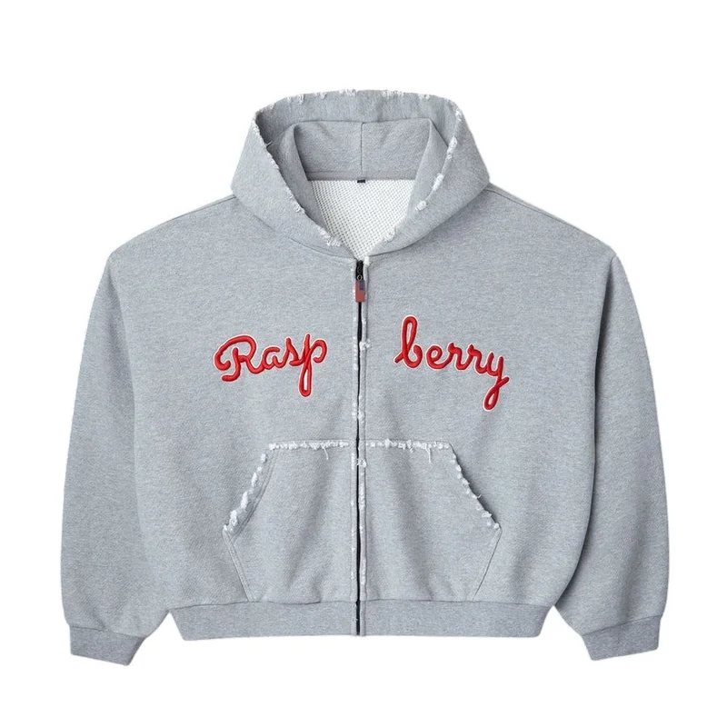 Raspberry Script Zip Up Hoodie